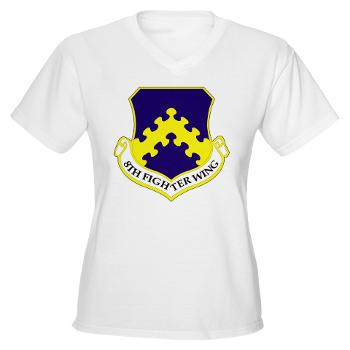 8FW - A01 - 04 - 8th Fighter Wing - Women's V-Neck T-Shirt