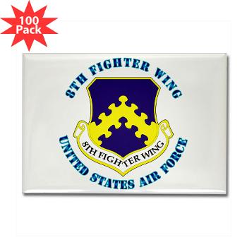 8FW - M01 - 01 - 8th Fighter Wing with Text - Rectangle Magnet (100 pack)