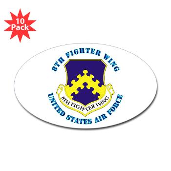 8FW - M01 - 01 - 8th Fighter Wing with Text - Sticker (Oval 10 pk)