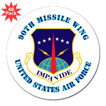 90MW - M01 - 01 - 90th Missile Wing with Text - 3" Lapel Sticker (48 pk)