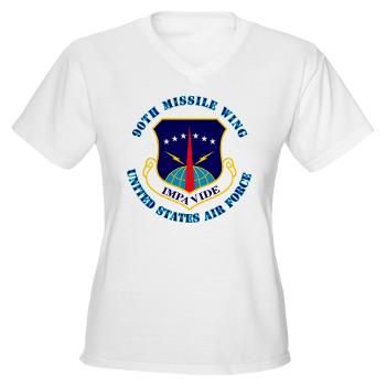 90MW - A01 - 04 - 90th Missile Wing with Text - Women's V-Neck T-Shirt