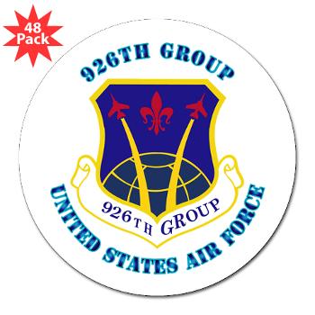 926G - M01 - 01 - 926th Group with Text - 3" Lapel Sticker (48 pk)