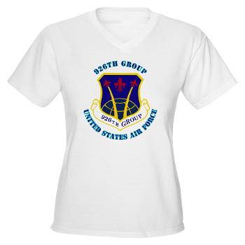 926G - A01 - 04 - 926th Group with Text - Women's V-Neck T-Shirt