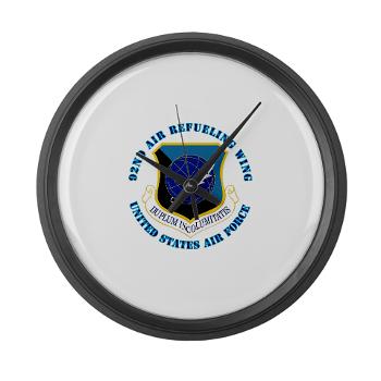 92ARW - M01 - 03 - 92nd Air Refueling Wing with Text - Large Wall Clock