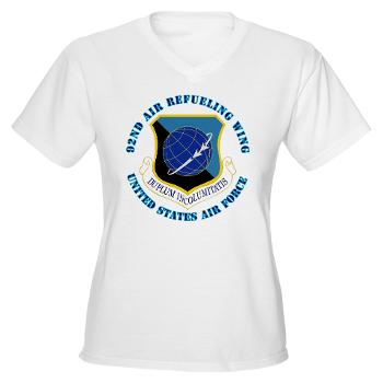 92ARW - A01 - 04 - 92nd Air Refueling Wing with Text - Women's V-Neck T-Shirt