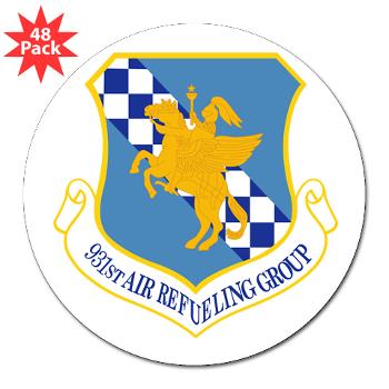 931ARG - M01 - 01 - 931st Air Refueling Group - 3" Lapel Sticker (48 pk) - Click Image to Close