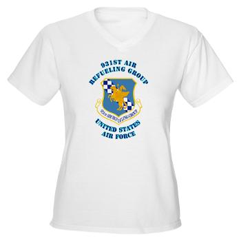 931ARG - A01 - 04 - 931st Air Refueling Group with Text - Women's V-Neck T-Shirt