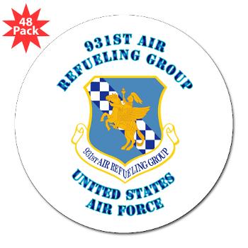 931ARG - M01 - 01 - 931st Air Refueling Group with Text - 3" Lapel Sticker (48 pk)