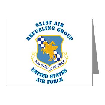 931ARG - M01 - 02 - 931st Air Refueling Group with Text - Note Cards (Pk of 20)