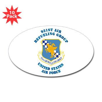 931ARG - M01 - 01 - 931st Air Refueling Group with Text - Sticker (Oval 10 pk)