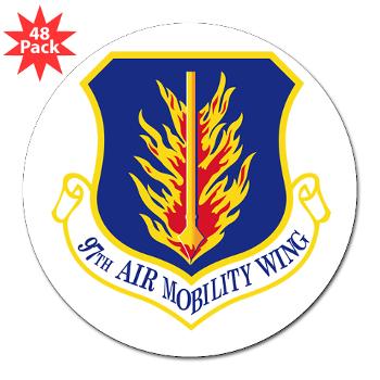 97AMW - M01 - 01 - 97th Air Mobility Wing - 3" Lapel Sticker (48 pk) - Click Image to Close