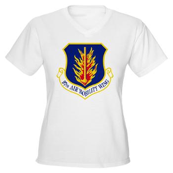 97AMW - A01 - 04 - 97th Air Mobility Wing - Women's V-Neck T-Shirt