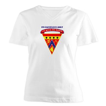 9MAING - A01 - 04 - 9th Maintenance Group with text - Women's V-Neck T-Shirt