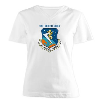 9MG - A01 - 04 - 9th Medical Group With Text - Women's V-Neck T-Shirt