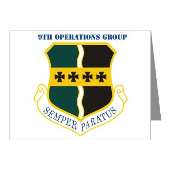 9OG - M01 - 02 - 9th Operations Group with Text - Note Cards (Pk of 20)