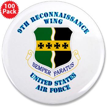9RW - M01 - 01 - 9th Reconnassiance Wing with Text - 3.5" Button (100 pack)