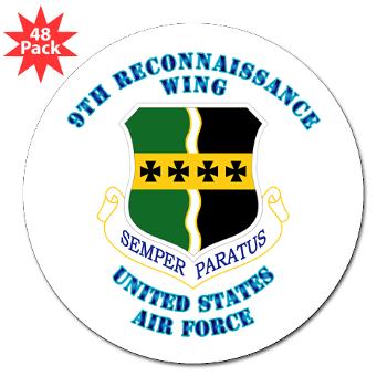 9RW - M01 - 01 - 9th Reconnassiance Wing with Text - 3" Lapel Sticker (48 pk)