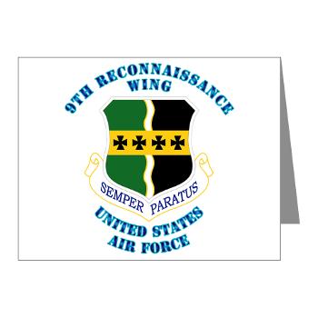 9RW - M01 - 02 - 9th Reconnassiance Wing with Text - Note Cards (Pk of 20)