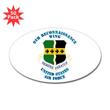 9RW - M01 - 01 - 9th Reconnassiance Wing with Text - Sticker (Oval 50 pk)