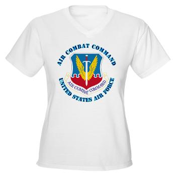 ACC - A01 - 04 - Air Combat Command with Text - Women's V-Neck T-Shirt
