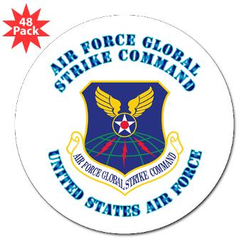 AFGSC - M01 - 01 - Air Force Global Strike Command with Text - 3" Lapel Sticker (48 pk)