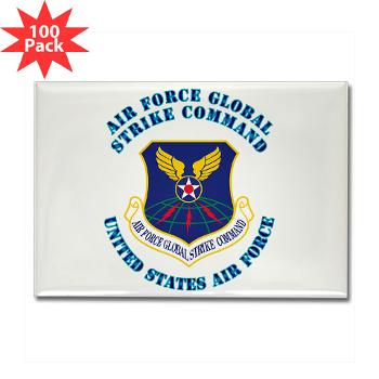 AFGSC - M01 - 01 - Air Force Global Strike Command with Text - Rectangle Magnet (100 pack)