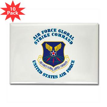 AFGSC - M01 - 01 - Air Force Global Strike Command with Text - Rectangle Magnet (10 pack)
