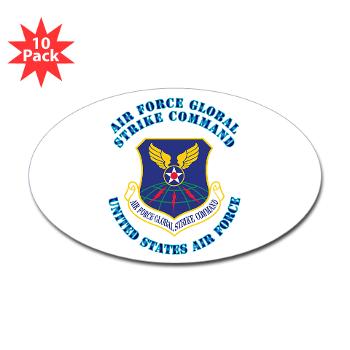 AFGSC - M01 - 01 - Air Force Global Strike Command with Text - Sticker (Oval 10 pk)
