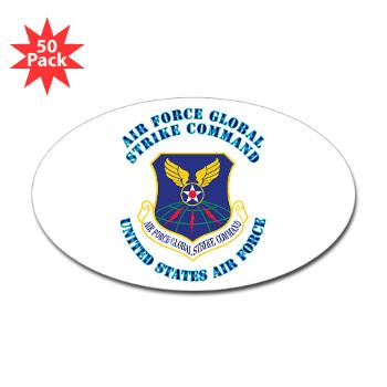 AFGSC - M01 - 01 - Air Force Global Strike Command with Text - Sticker (Oval 50 pk)
