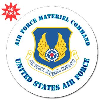 AFMC - M01 - 01 - Air Force Materiel Command with Text - 3" Lapel Sticker (48 pk)