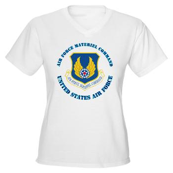 AFMC - A01 - 04 - Air Force Materiel Command with Text - Women's V-Neck T-Shirt
