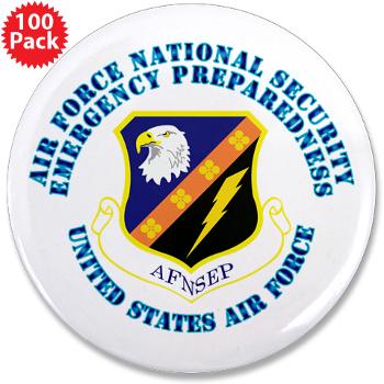 AFNSEP - M01 - 01 - Air Force National Security Emergency Preparedness with Text - 3.5" Button (100 pack)