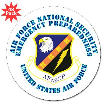 AFNSEP - M01 - 01 - Air Force National Security Emergency Preparedness with Text - 3" Lapel Sticker (48 pk)