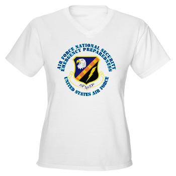 AFNSEP - A01 - 04 - Air Force National Security Emergency Preparedness with Text - Women's V-Neck T-Shirt