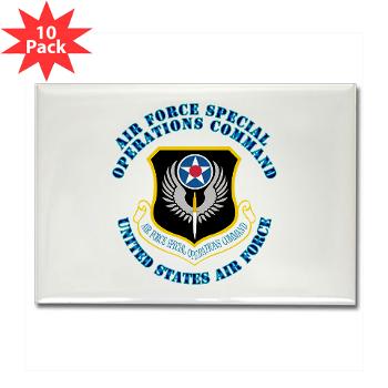 AFSOC - M01 - 01 - Air Force Special Operations Command with Text - Rectangle Magnet (10 pack)