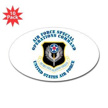 AFSOC - M01 - 01 - Air Force Special Operations Command with Text - Sticker (Oval 10 pk)