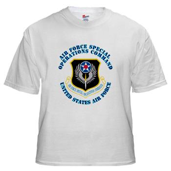 AFSOC - A01 - 04 - Air Force Special Operations Command with Text - White t-Shirt