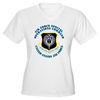 AFSOC - A01 - 04 - Air Force Special Operations Command with Text - Women's V-Neck T-Shirt