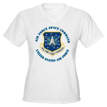 AFSPC - A01 - 04 - Air Force Space Command with Text - Women's V-Neck T-Shirt