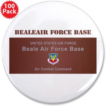 BAFB - M01 - 01 - Beale Air Force Base with Text - 3.5" Button (100 pack)