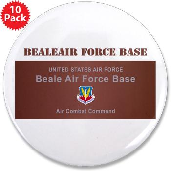 BAFB - M01 - 01 - Beale Air Force Base with Text - 3.5" Button (10 pack)
