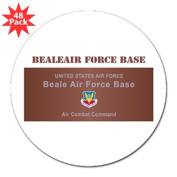 BAFB - M01 - 01 - Beale Air Force Base with Text - 3" Lapel Sticker (48 pk)