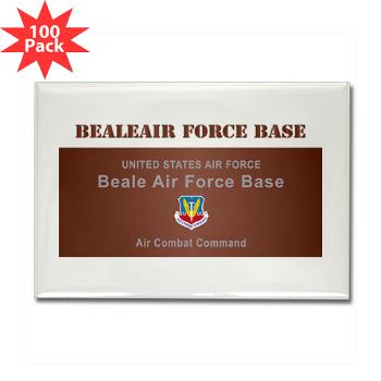 BAFB - M01 - 01 - Beale Air Force Base with Text - Rectangle Magnet (100 pack)