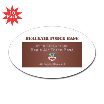 BAFB - M01 - 01 - Beale Air Force Base with Text - Sticker (Oval 10 pk)