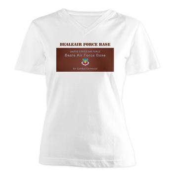 BAFB - A01 - 04 - Beale Air Force Base with Text - Women's V-Neck T-Shirt