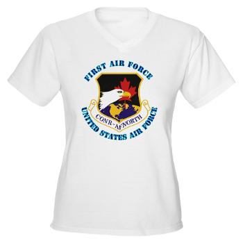 FAF - A01 - 04 - First Air Force with Text - Women's V-Neck T-Shirt