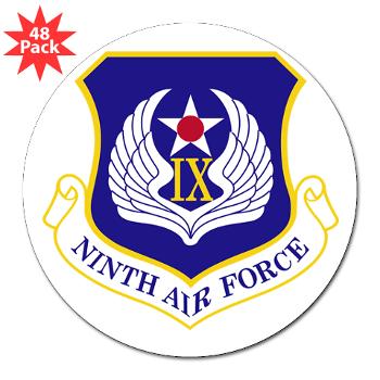 NAF - M01 - 01 - Ninth Air Force - 3" Lapel Sticker (48 pk) - Click Image to Close