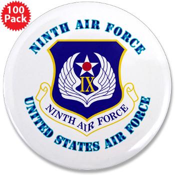NAF - M01 - 01 - Ninth Air Force with Text - 3.5" Button (100 pack)