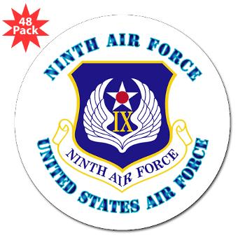 NAF - M01 - 01 - Ninth Air Force with Text - 3" Lapel Sticker (48 pk)