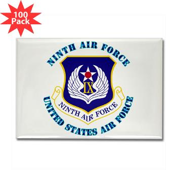 NAF - M01 - 01 - Ninth Air Force with Text - Rectangle Magnet (100 pack)